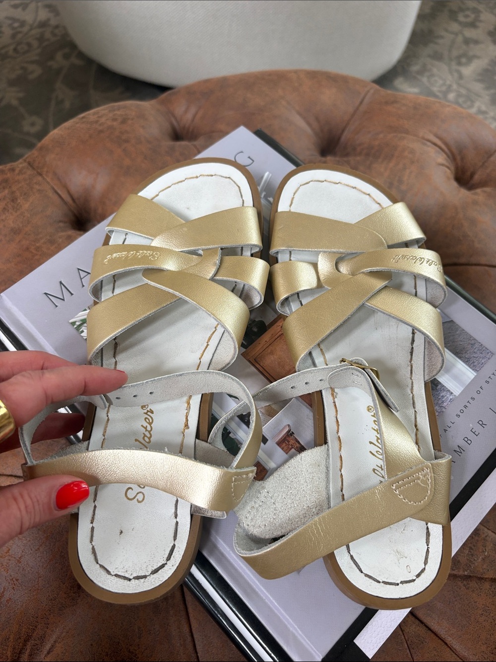 Salt Water Sandals by Hoy Kids Gold Crisscross Sandals